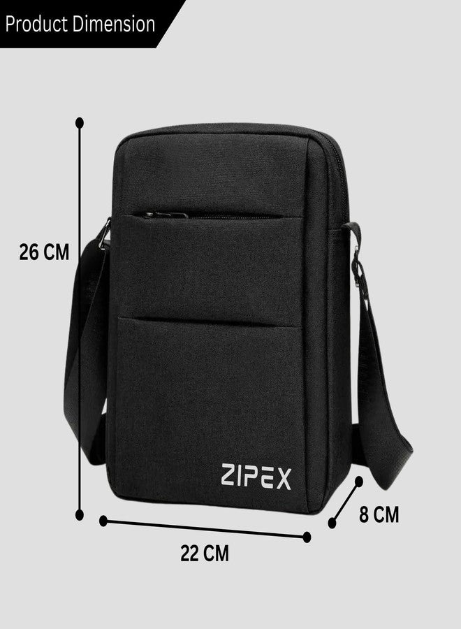 ZIPEX Black Sling Bag for Men | Adjustable Strap | Crossbody Shoulder Bag, Stylish Travel, Office & Daily Use Sling Pouch | Side bag - Image 2